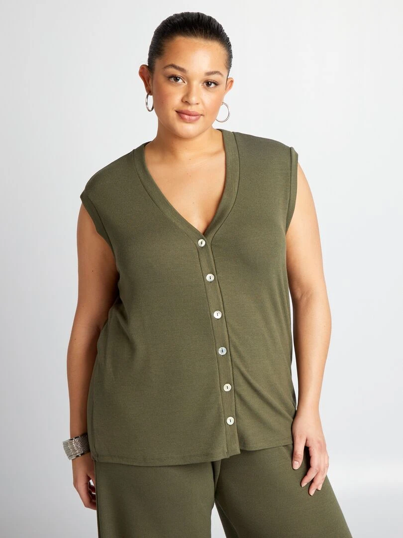 Gilet fine jauge Kaki