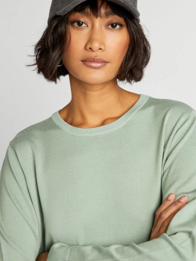 Pull fin coupe longue   Vert