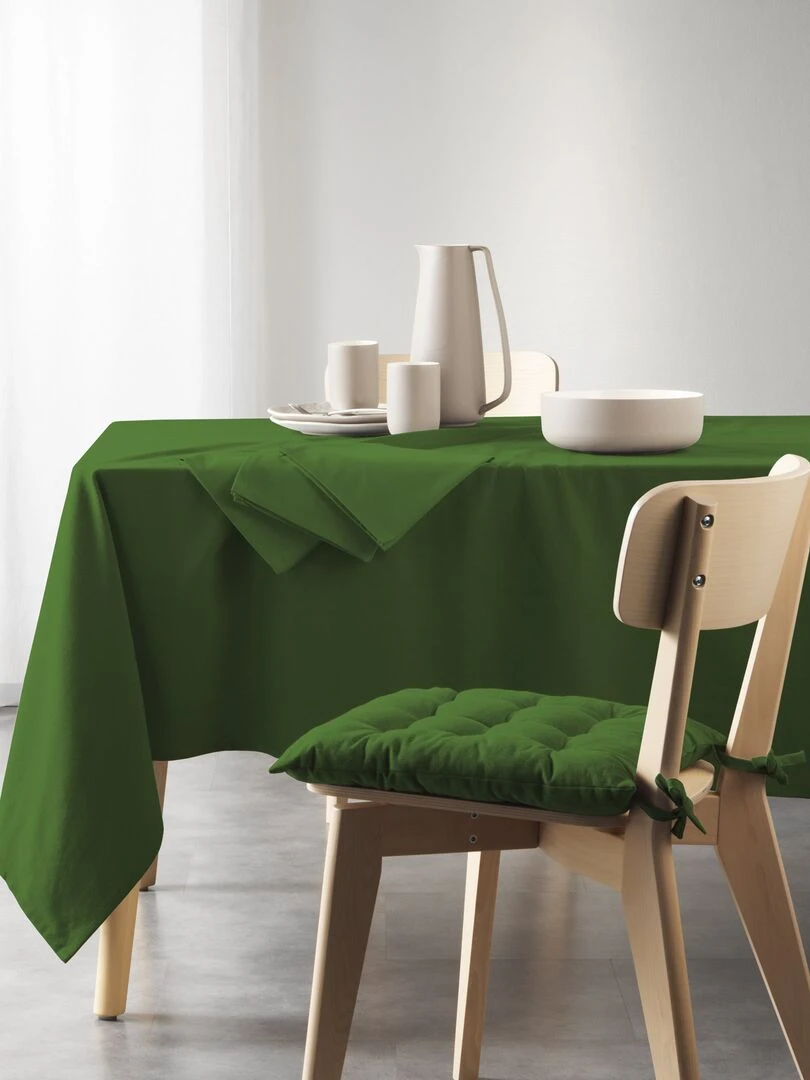 Nappe rectangle coton recycle 140 x 240 cm Grand mistral vert Vert foncé