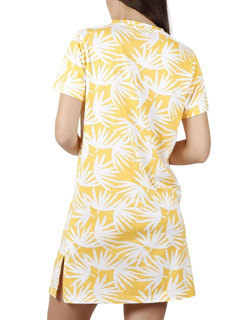 Robe de plage manches courtes Palm Spring Jaune