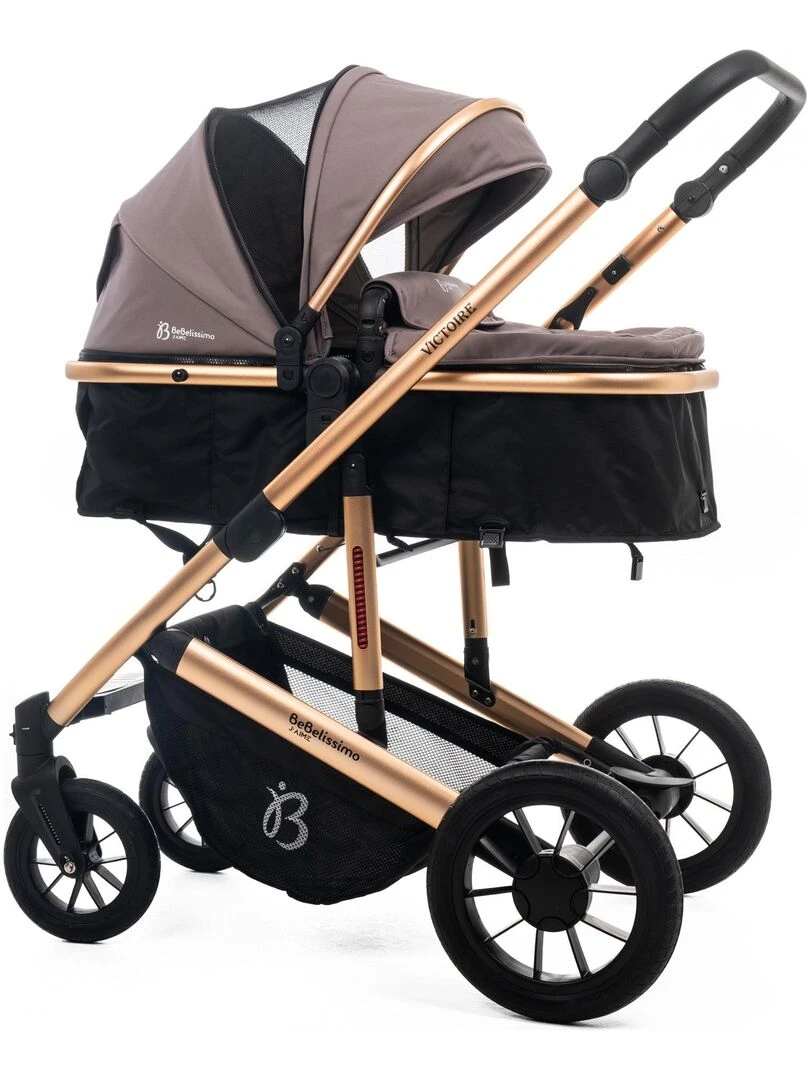 BEBELISSIMO Poussette combinée trio 3 en 1 siège auto 0m – max 22kg – Victoire I Size beige Beige