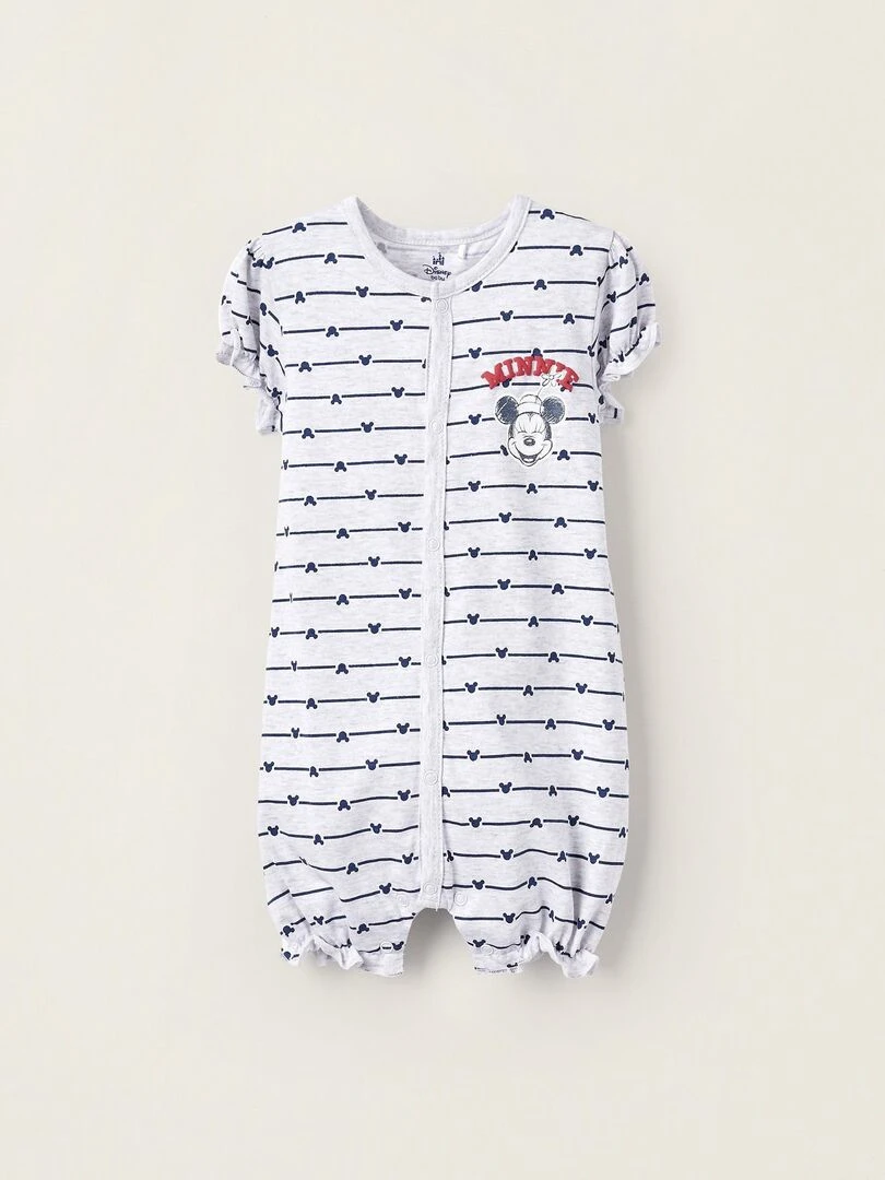 Pyjama Combi Short en Coton pour Bébé Fille 'Minnie' Gris clair