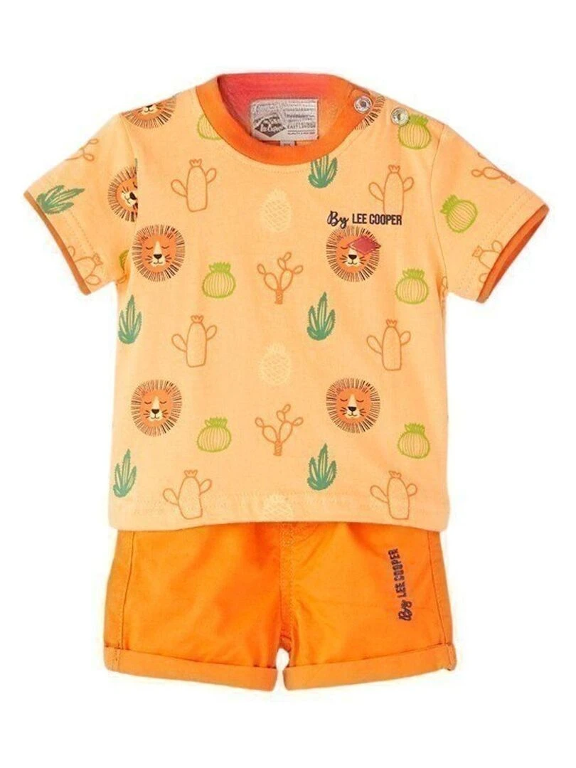 Lee Cooper Ensemble T shirt short bébé garçon Imprimé Logo Orange