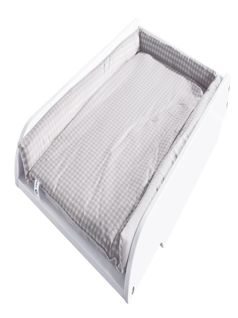 ROBA Plan À Langer + Matelas "Damier Gris" À Mettre Au Dessus Des Lits De Bébé Blanc