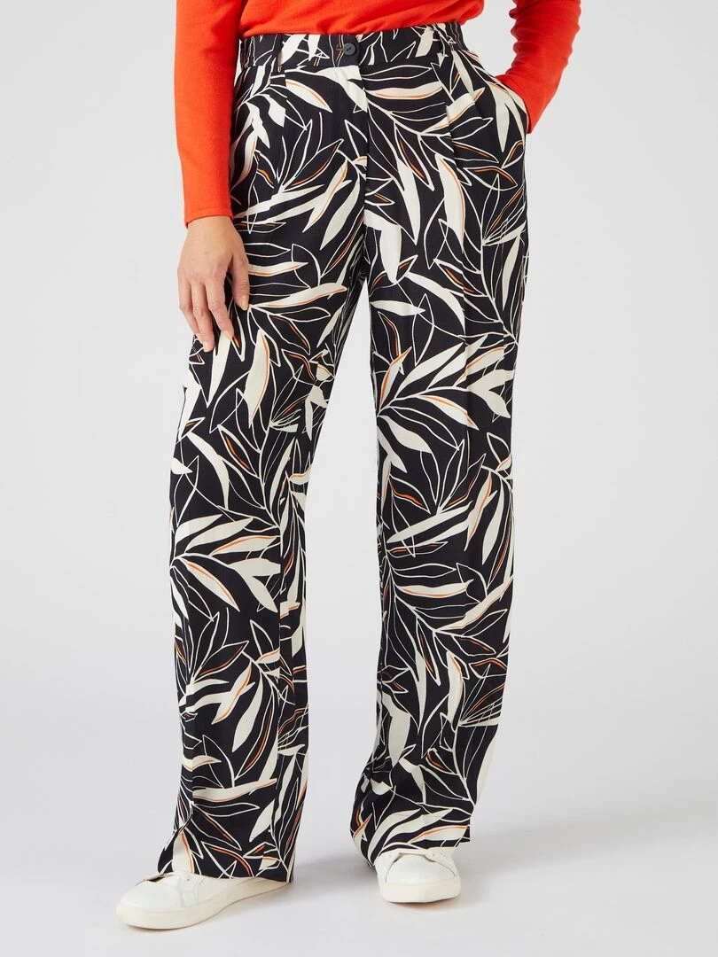 Pantalon tissu crêpe fibres viscose Lenzing EcoVero Damart Noir