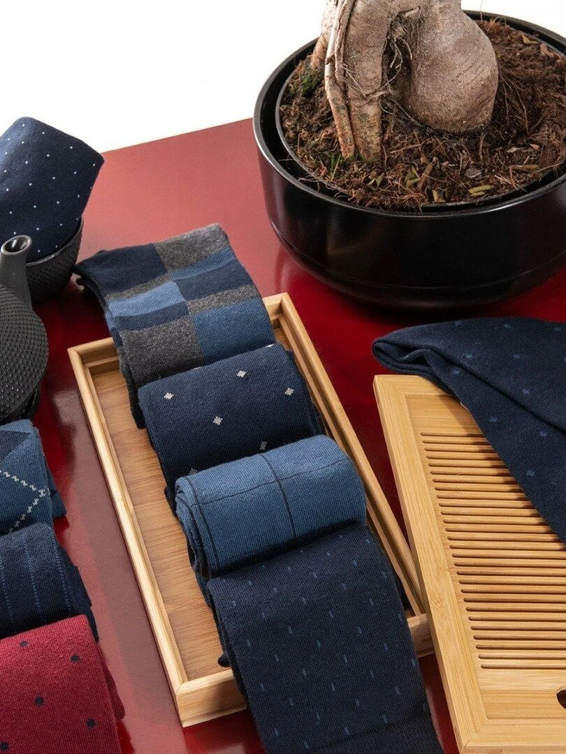 Pack de 3 paires de chaussettes hommes unie et rayée Bleu