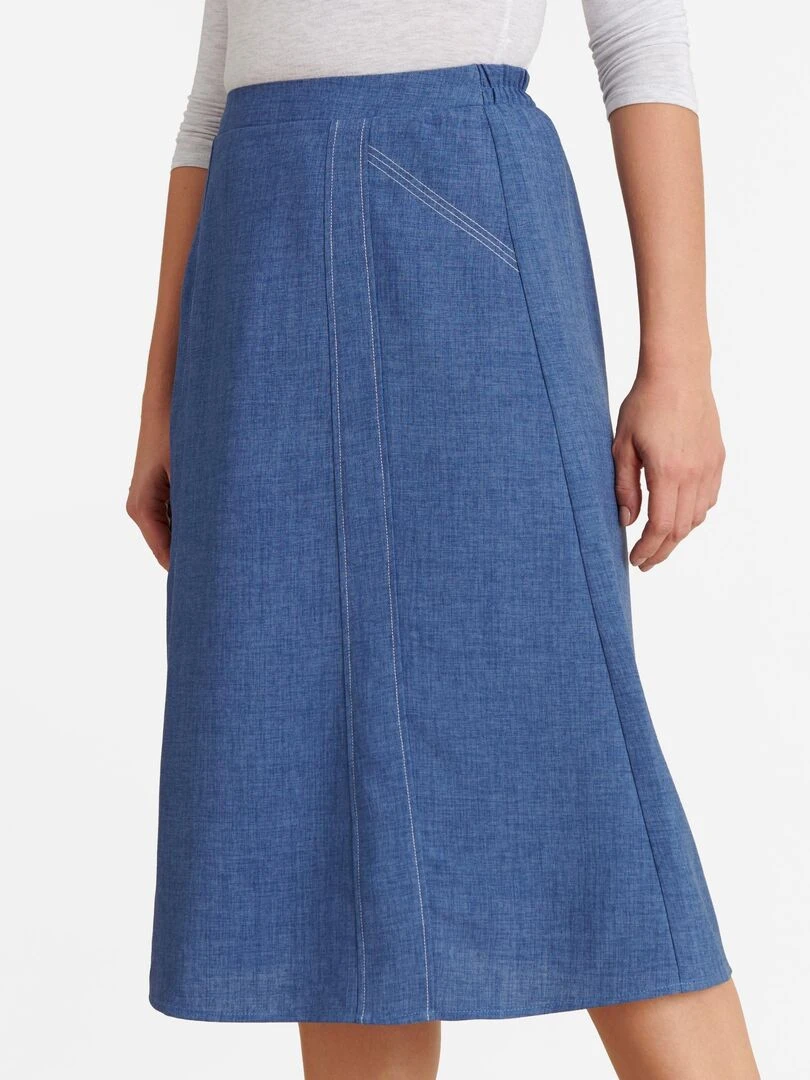 Jupe ample tissu effet lin   Damart   Bleu