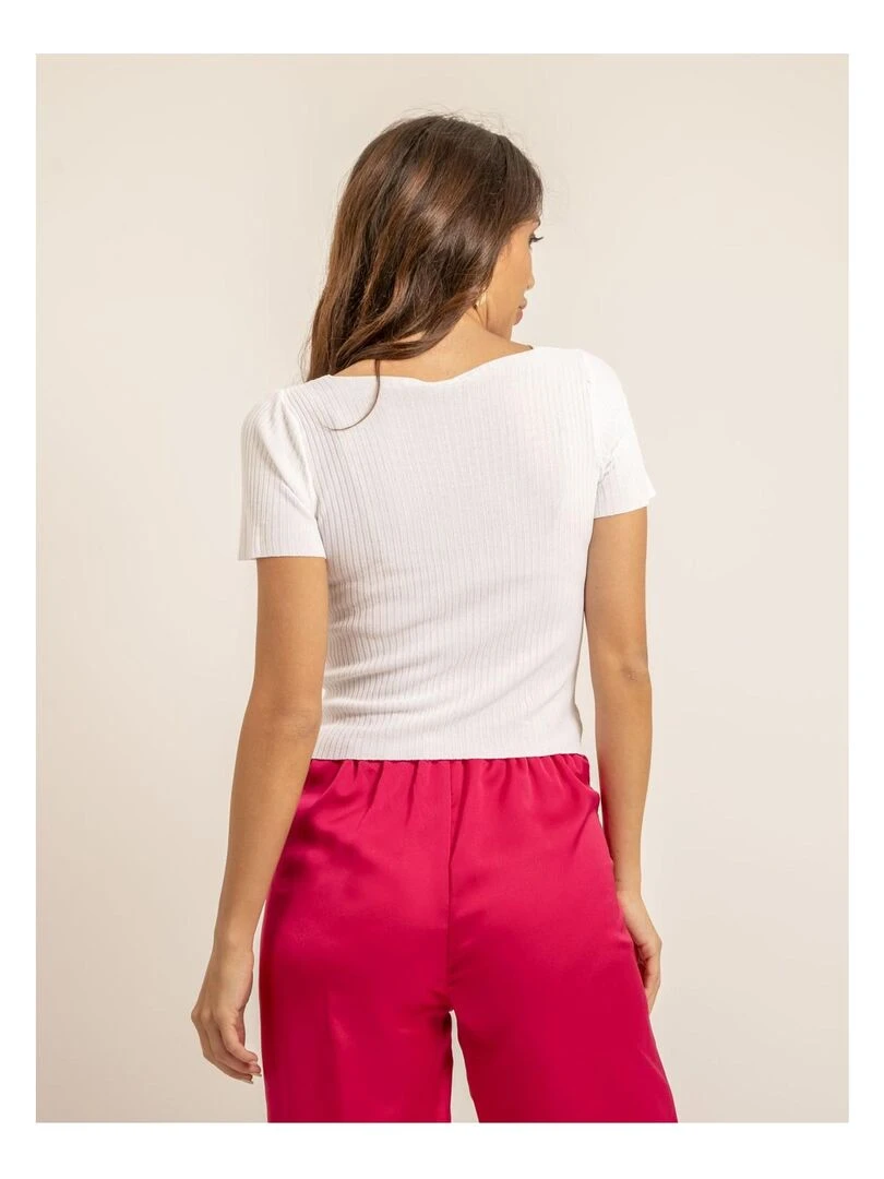 Top court maille FALINI Blanc