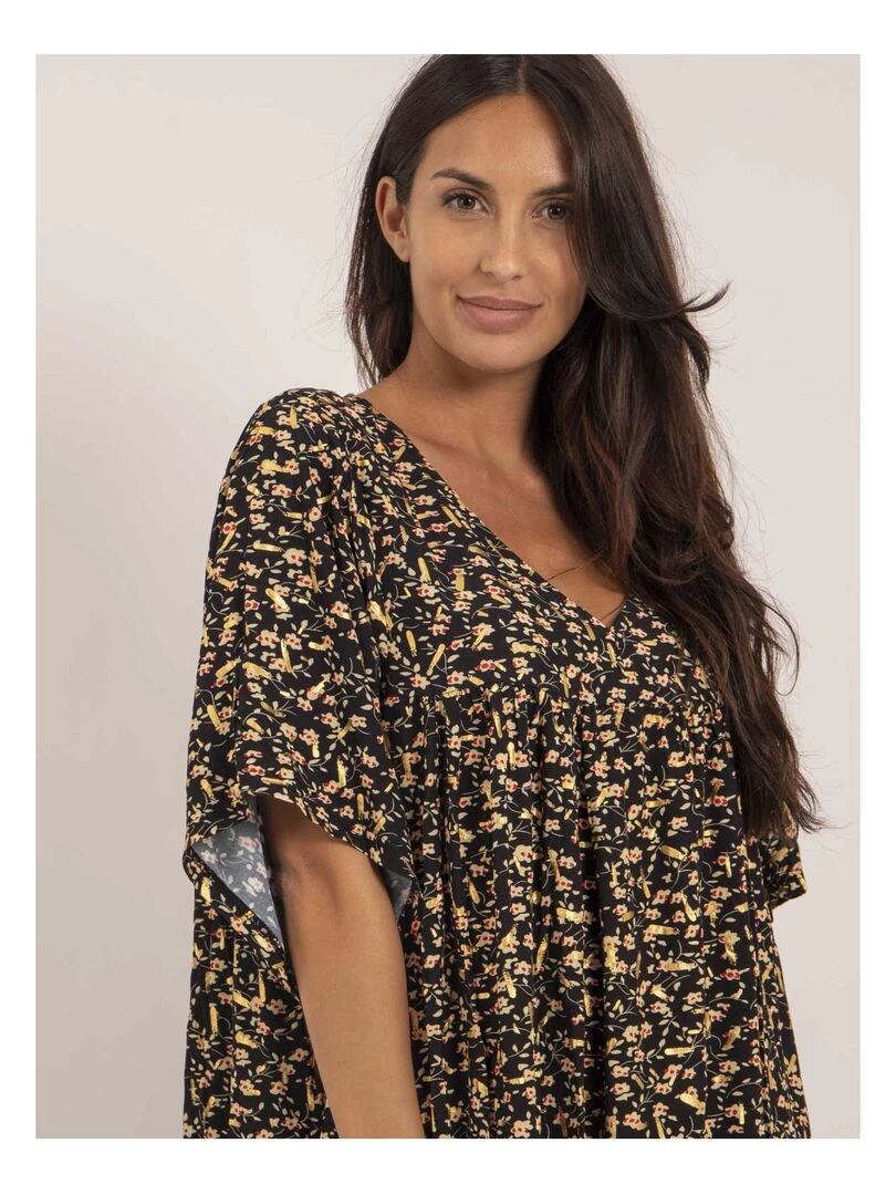 Robe longue motifs IVRY   Noir