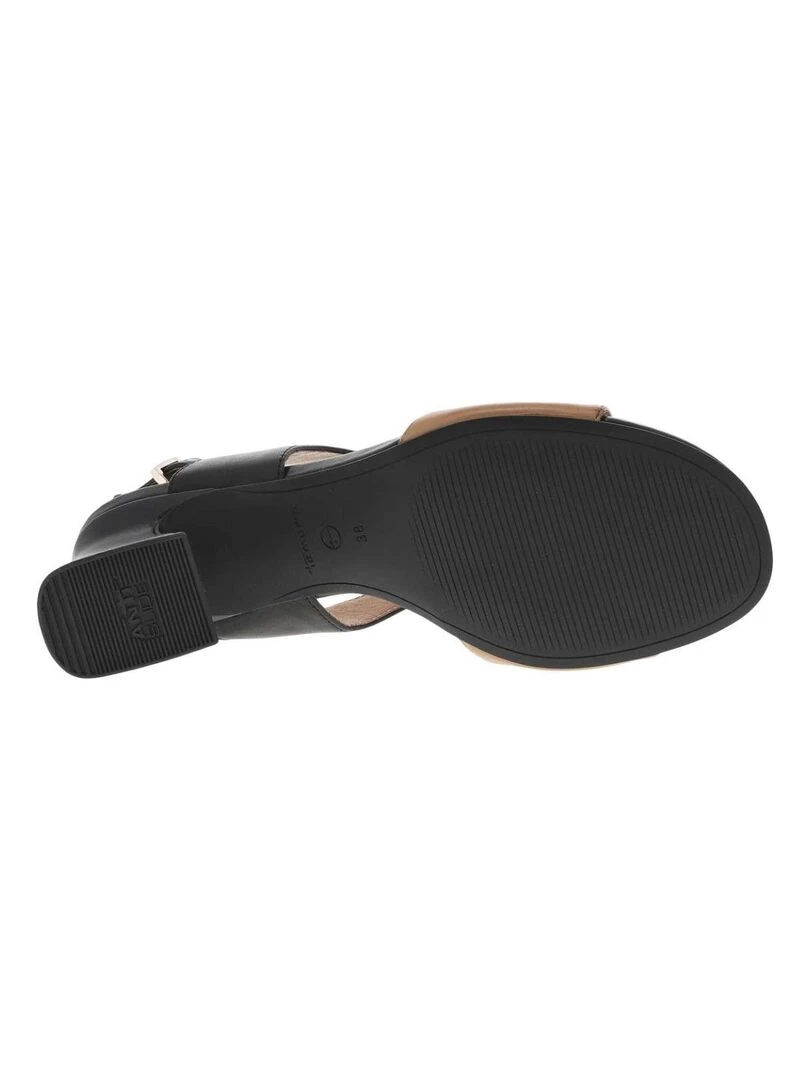 TAMARIS   Nu pieds cuir talon entonnoir   Noir
