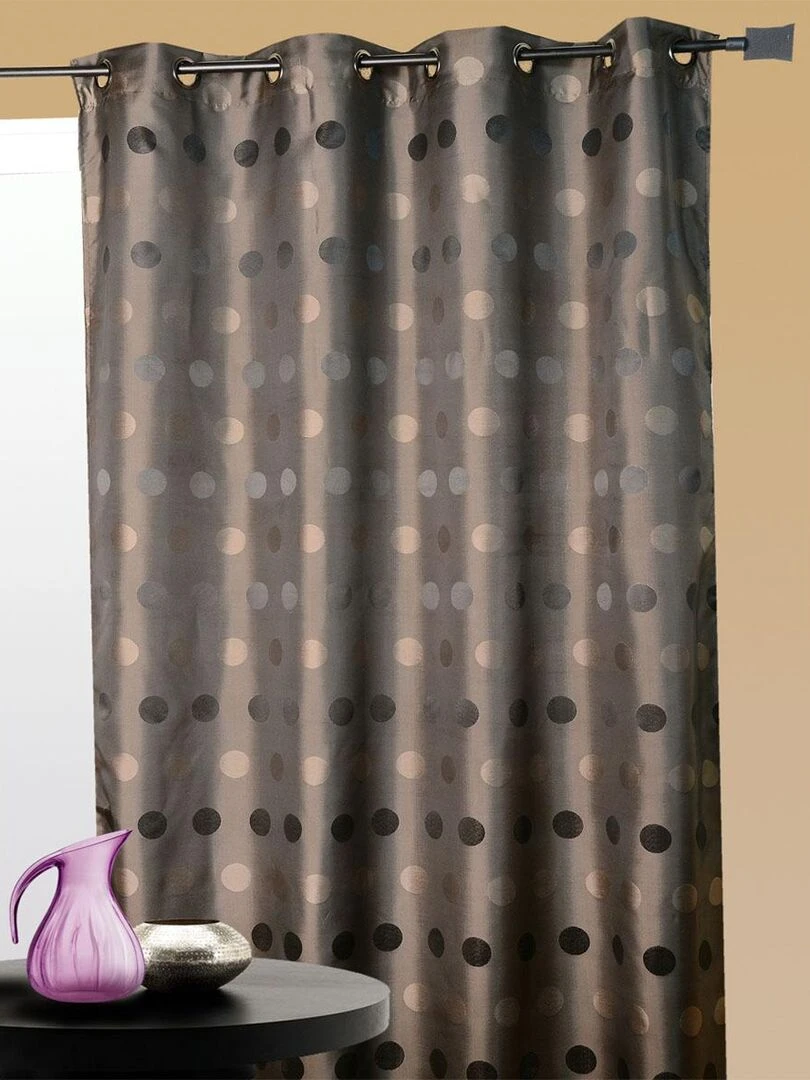 Rideau d'ameublement en jacquard pois bimbo Taupe