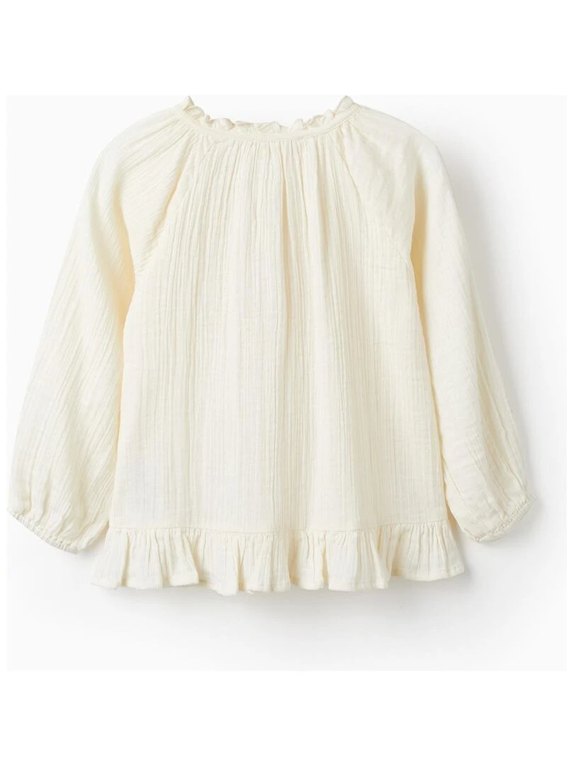 Chemise en bambou pour fille manches longues SICILIAN DAYS Beige clair