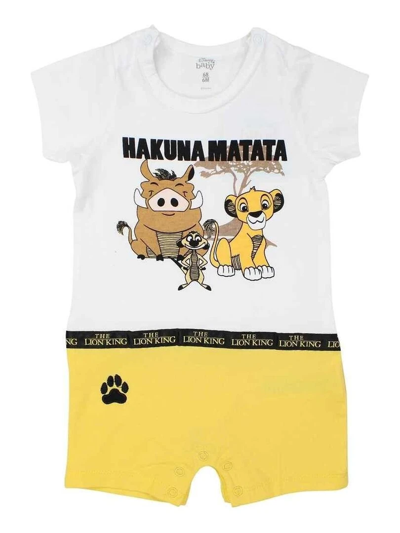 Disney Combishort bébé garçon imprimé Le Roi Lion en coton Jaune