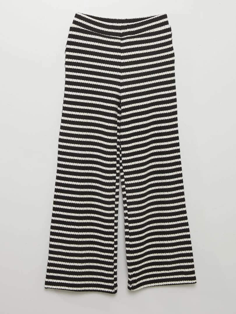 Ensemble t shirt + pantalon rayé   2 pièces   Noir