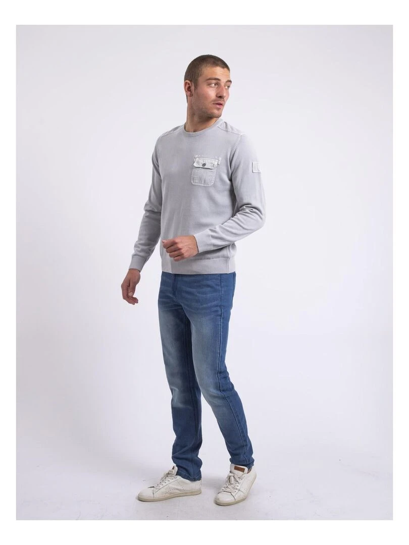 Pull fin col rond AMARTIN   Gris