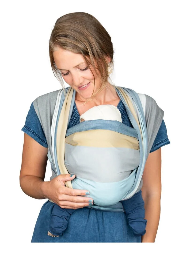 Hoppediz Écharpe de portage tissée bio Gris Beige Bleu
