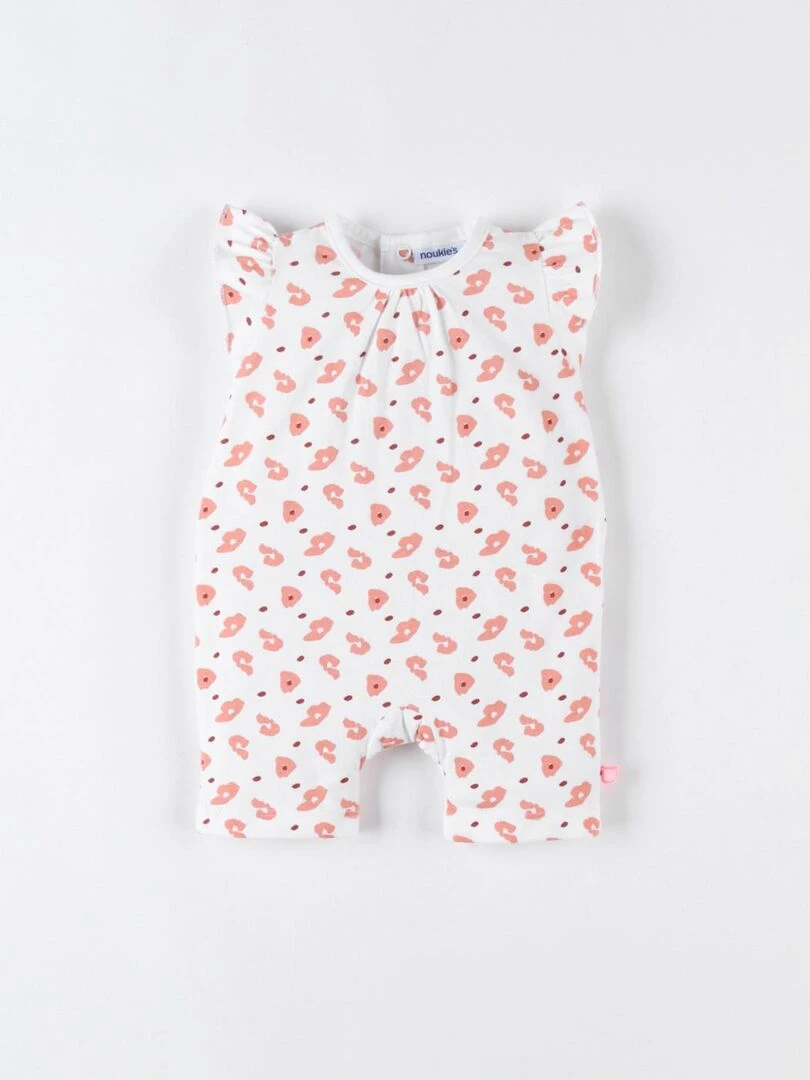 Combishort imprimé léopard en jersey  écru/rose   Noukie's   Rose