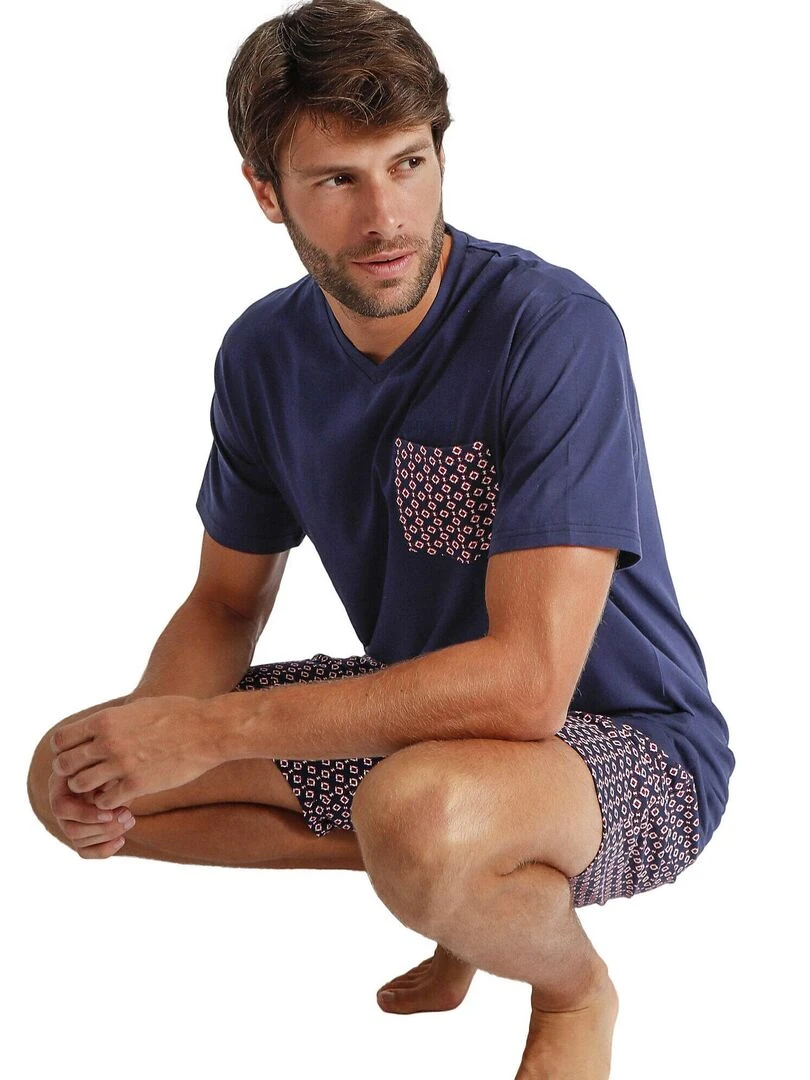 Pyjama short t shirt Panot Antonio Miro   Bleu marine