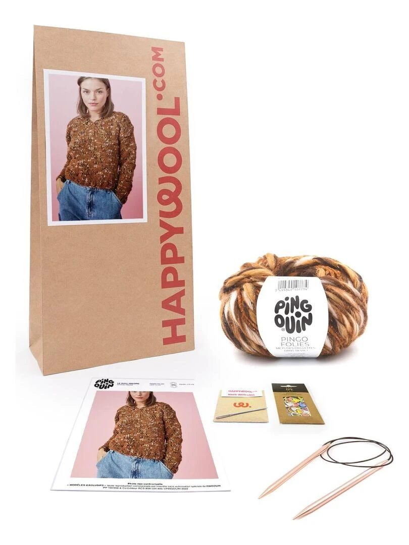 Kit Tricot Pull Femme Malone Marron
