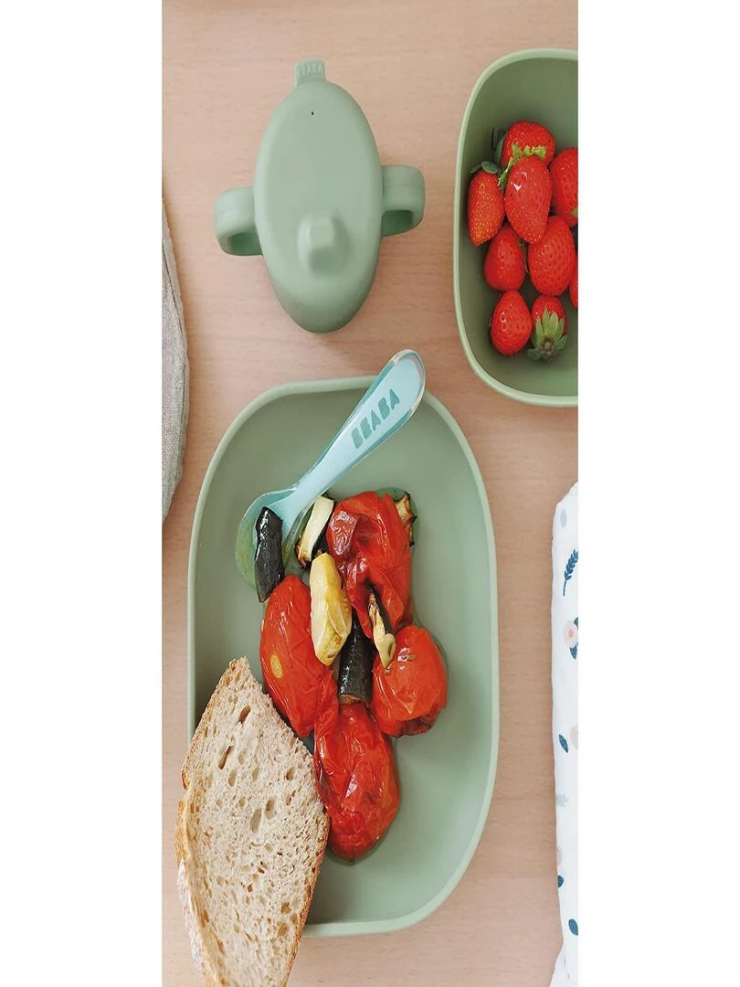 Assiette silicone ventouse sage green Vert