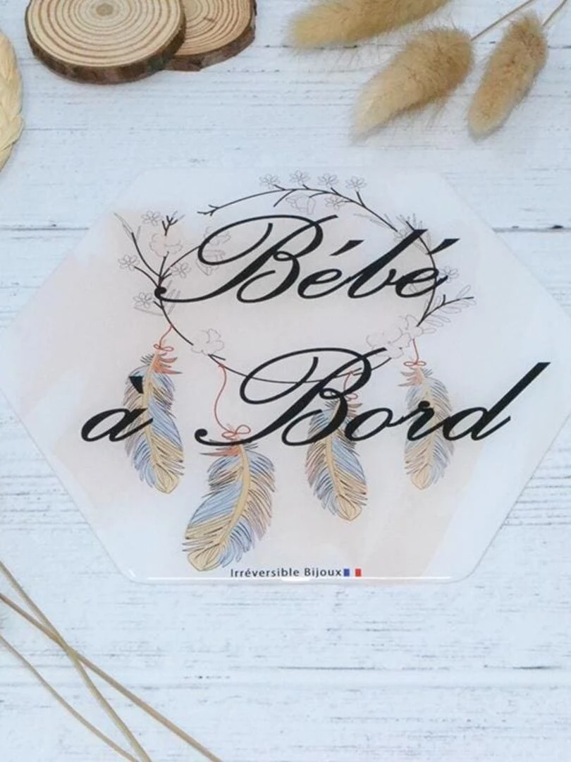 Adhésif / Autocollant bébé à bord   Attrape rêve   Blanc