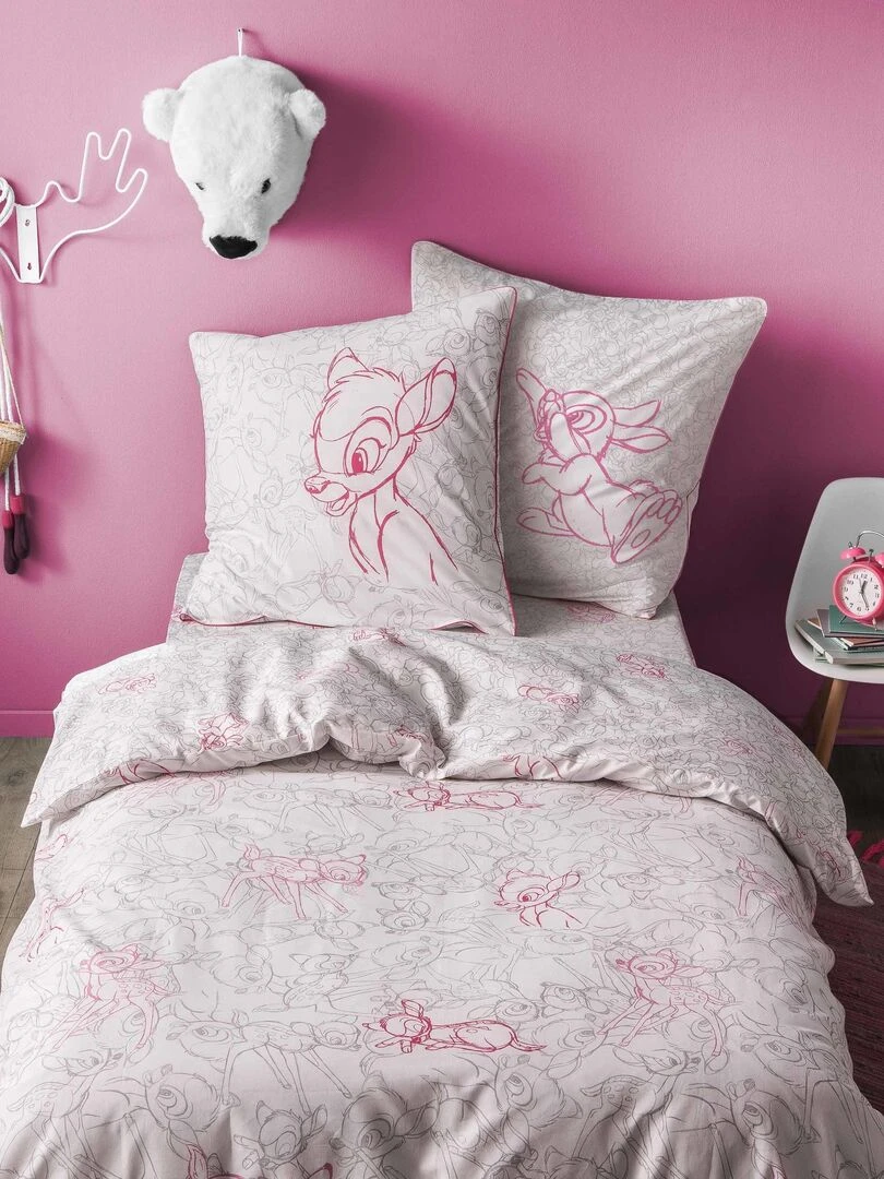Parure de lit imprimée 100 % coton DISNEY BAMBI CACHE CACHE Rose