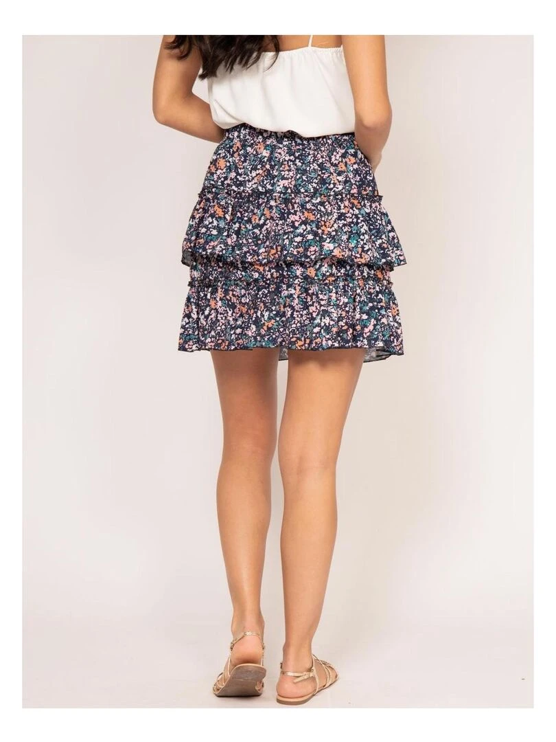 Jupe courte motifs XARRY Bleu marine
