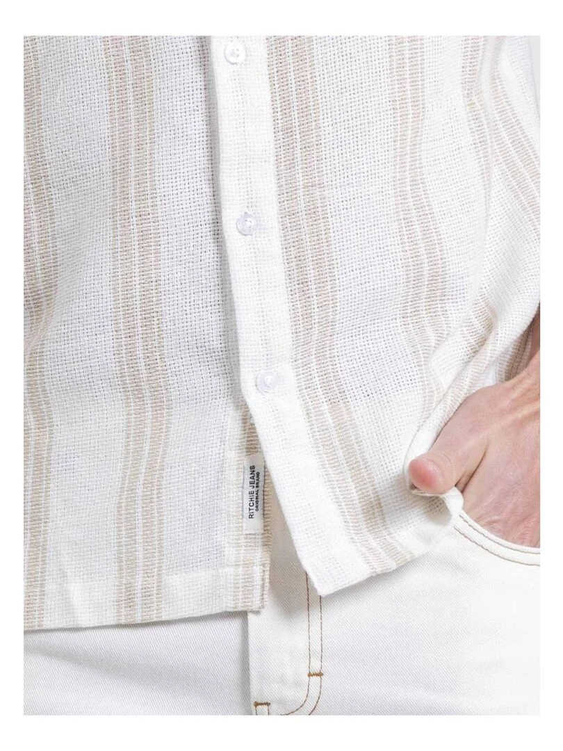 Chemise manches courtes motifs DOULITTLE   Beige