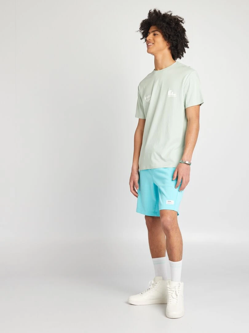 Short en molleton avec poches zippées   bleu turquoise
