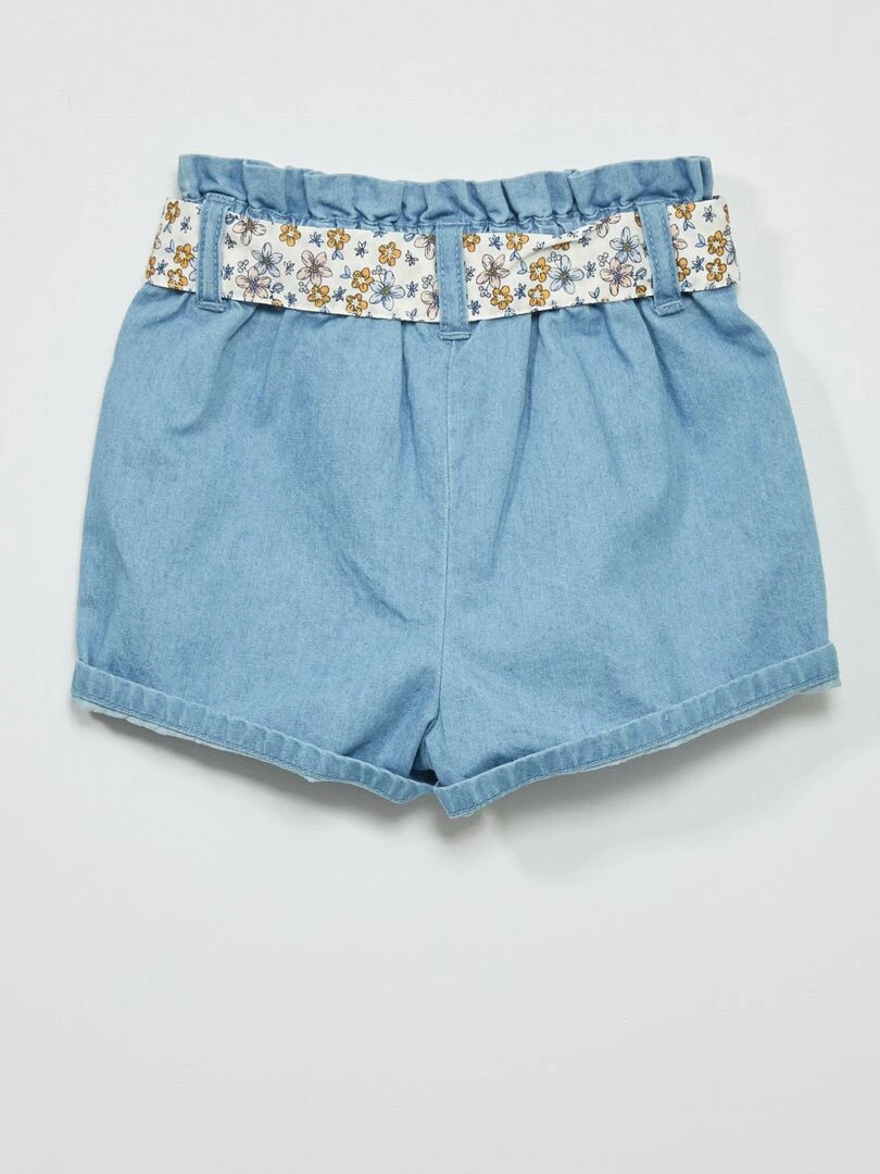 Short en denim avec ceinture   Blanc