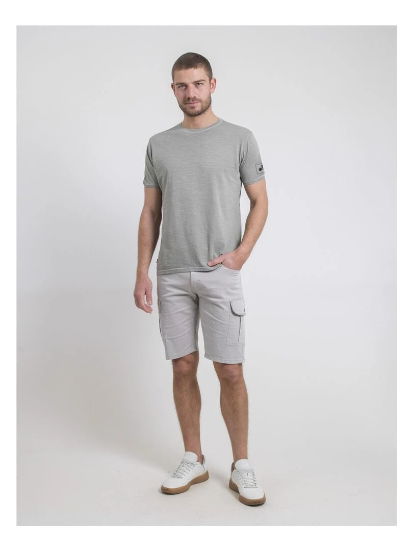 T shirt col rond pur coton NERIGOTE   Kaki