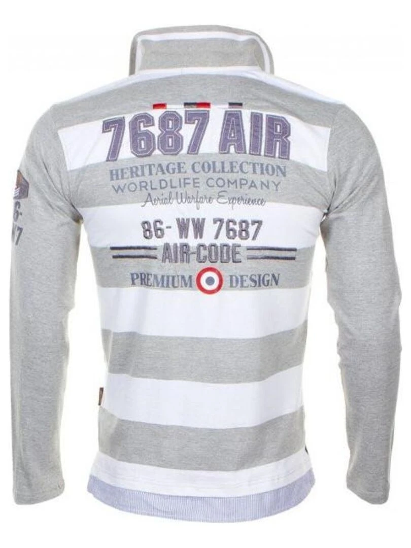 Polo manches longues garçon ECHAGOR HARRY KAYN Gris Blanc