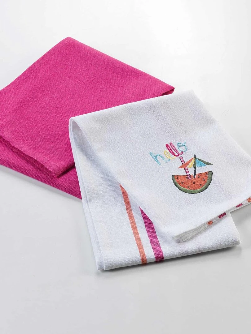 2 Serviettes torchons Ibiza Rose