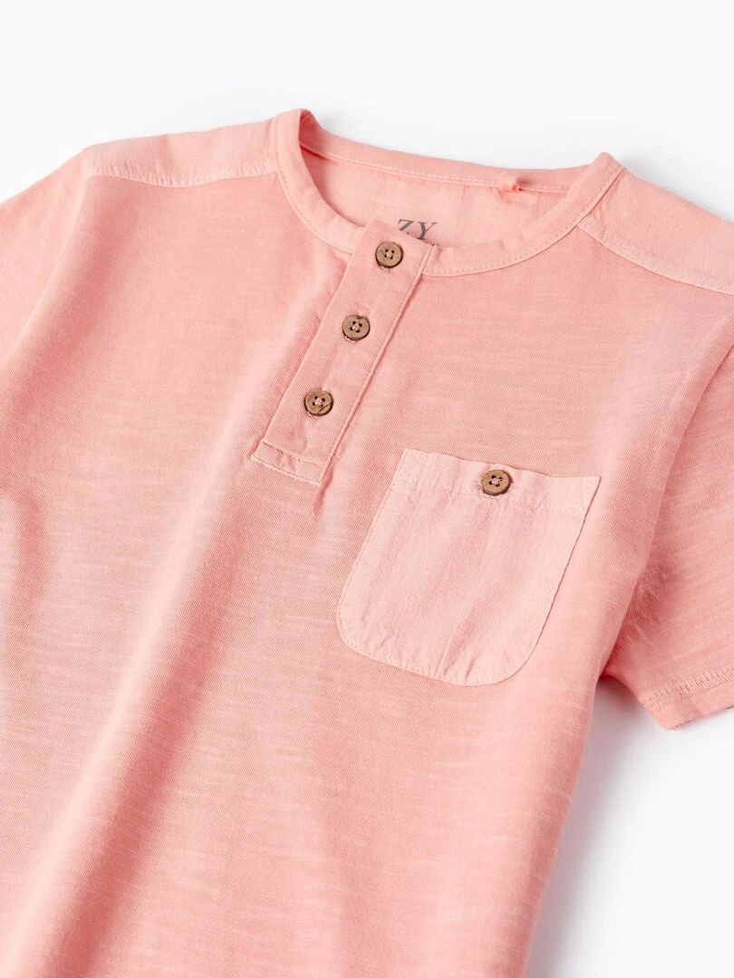T Shirt en Coton avec Poche pour Garçon manches courtes   Rose
