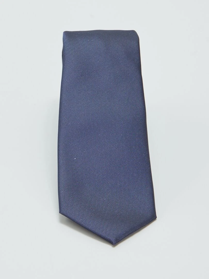 Cravate unie texturée Bleu
