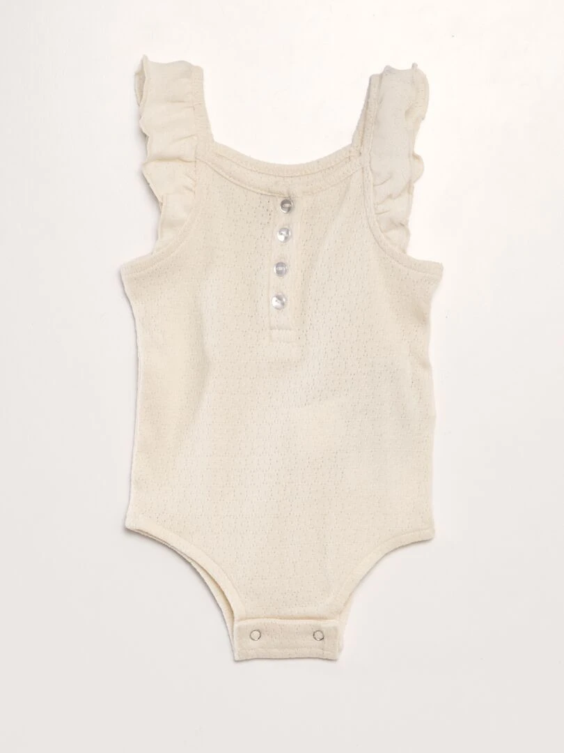 Body à bretelles en maille pointelle Beige