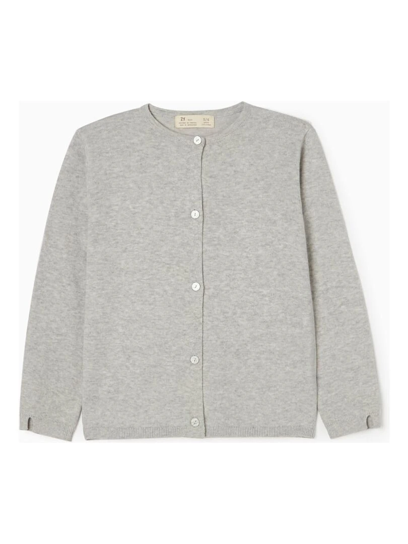 Gilet en Maille en Coton Fille LE CHALET Gris clair