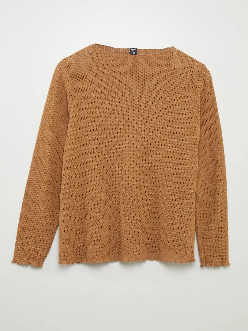 T shirt en maille ajourée Marron