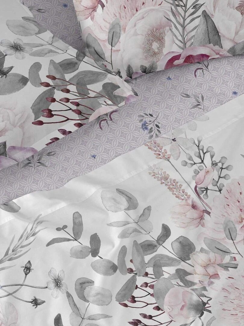 Drap housse Delicate bouquet "Happyfriday"   Blanc