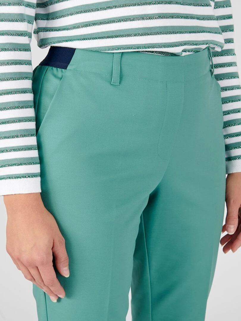 Pantalon 7/8ème satin de coton Damart Bleu Vert