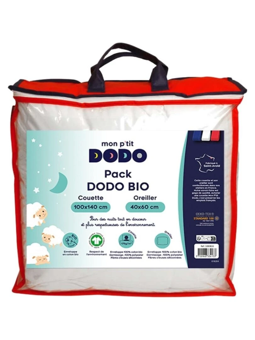 Pack enfant couette et oreiller bio   Blanc