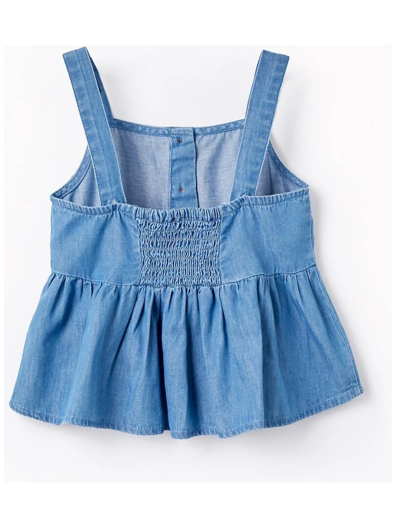 Haut en Denim à Bretelles pour Fille manches courtes Bleu foncé