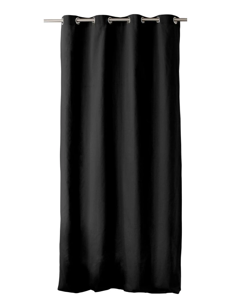 Rideau coloré en pur coton 8 œillets Noir
