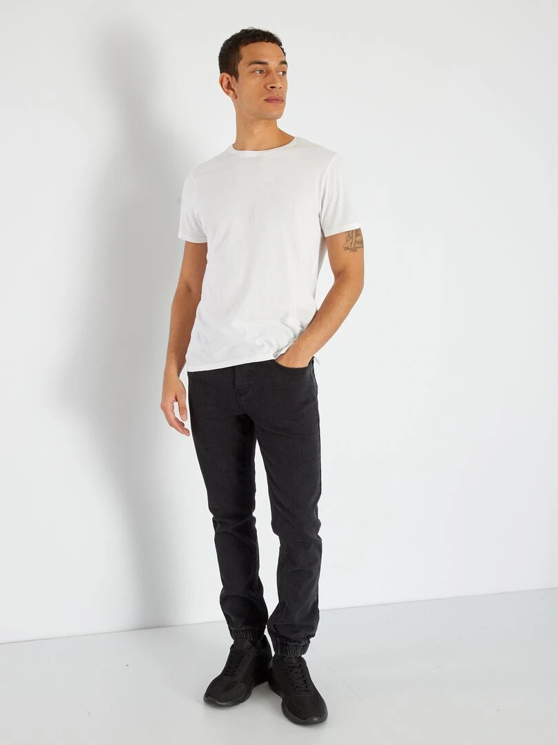 Jean Jogger à taille élastiquée Gris noir