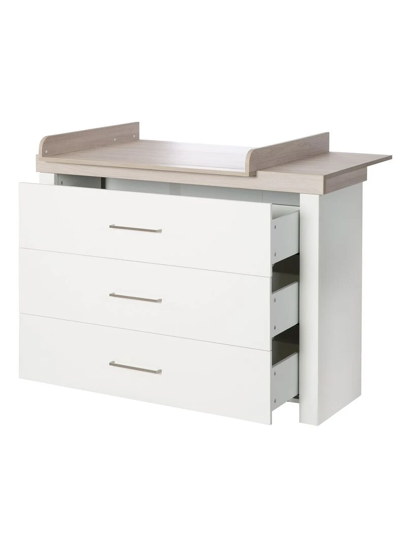 ROBA Commode à langer "Lucy" avec Plan Amovible   3 Tiroirs à Fermeture Amortie   Hauteur 90 cm   Blanc
