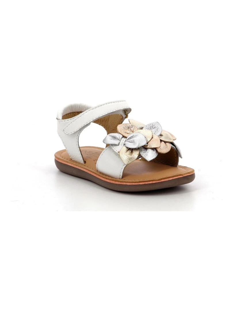 Sandales Cuir Cloknot Blanc
