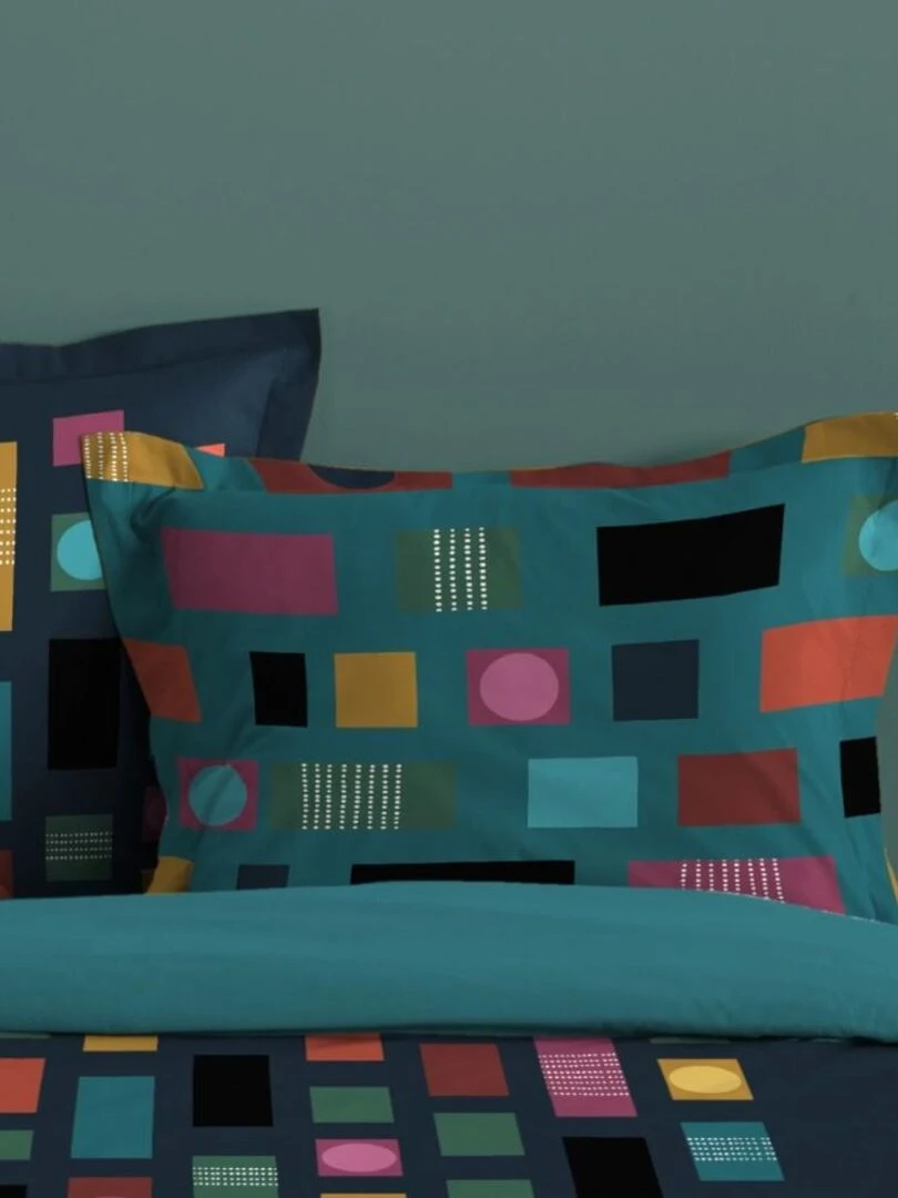 Housse de couette 240x220 TOMMY + 2 taies 100% coton Bleu