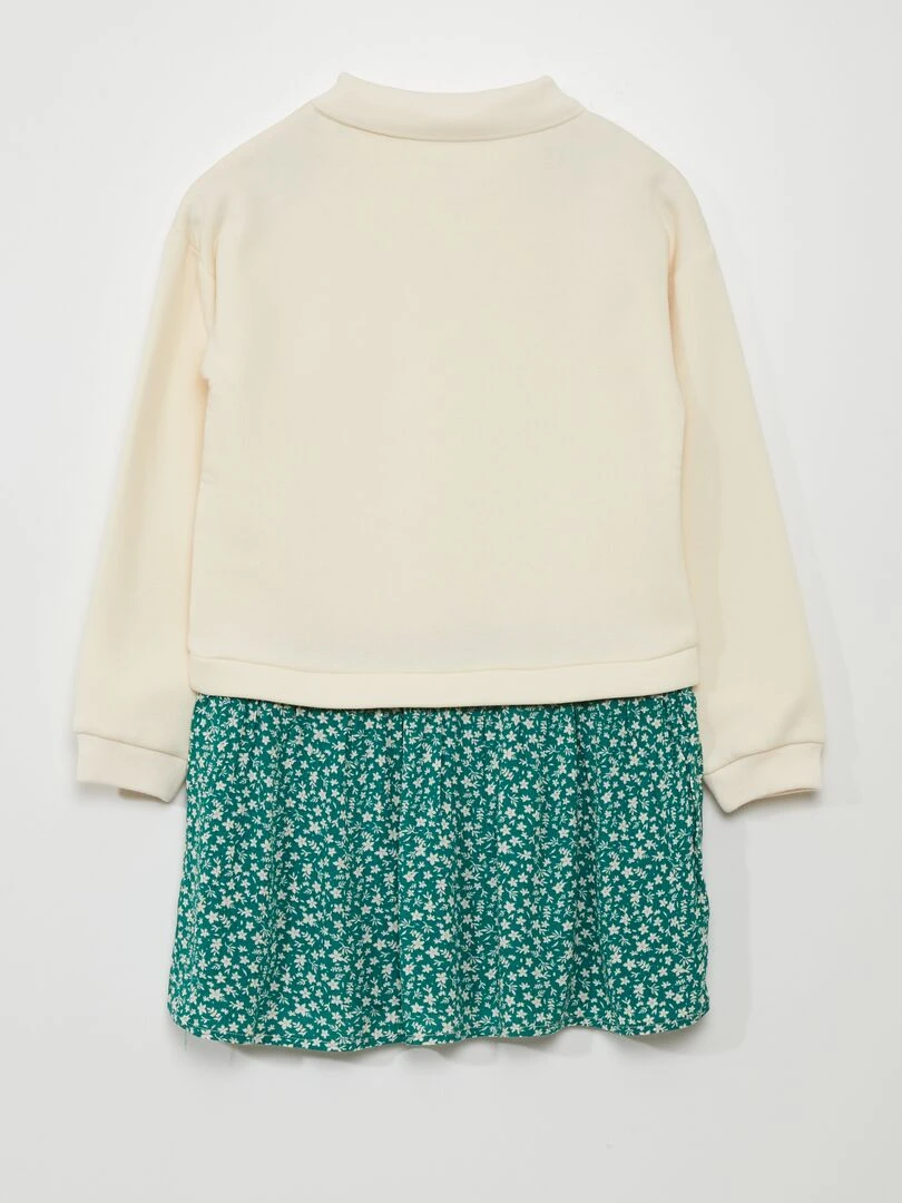 Robe sweat 2 en 1 imprimée   Crème/vert