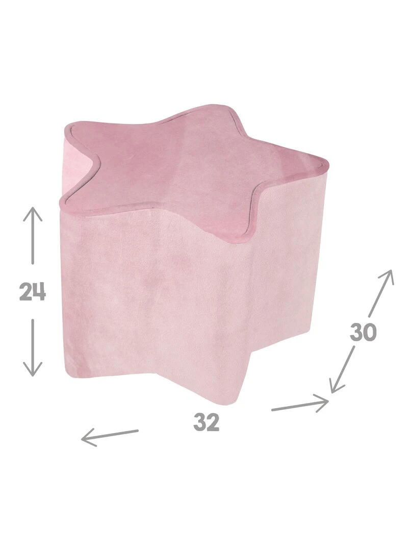 ROBA Tabouret en Forme d'Étoile pour Chambre Enfant "Lil Sofa"   en Velours Doux   Rose   Rose
