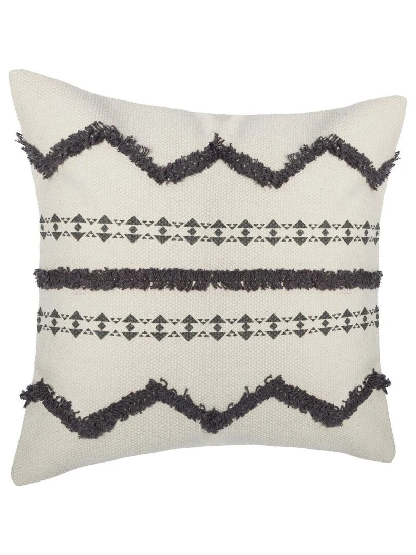 Housse de coussin "Tuftée" esprit ethnique Gris clair
